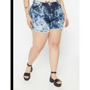 Rue 21 Almost Famous Acid Wash Frayed Jean Shorts Plus Size 18 High Rise